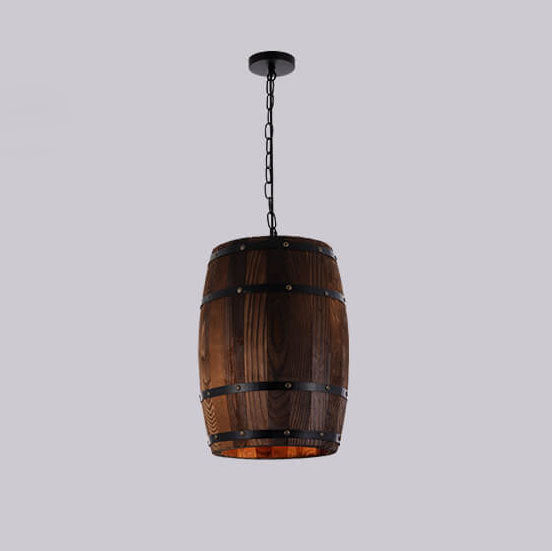Lisslune | BarrelGlow Vintage Pendant Light | Wood Wine Barrel Design | 1-bulb | Rustic Lighting
