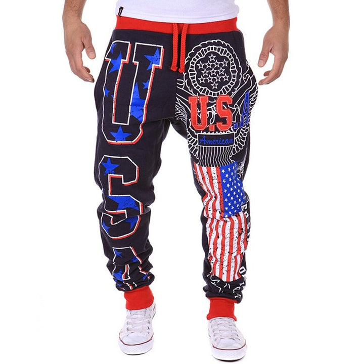 Men's Comfortable Jogging Pants with Patriotic Designs Lisslune