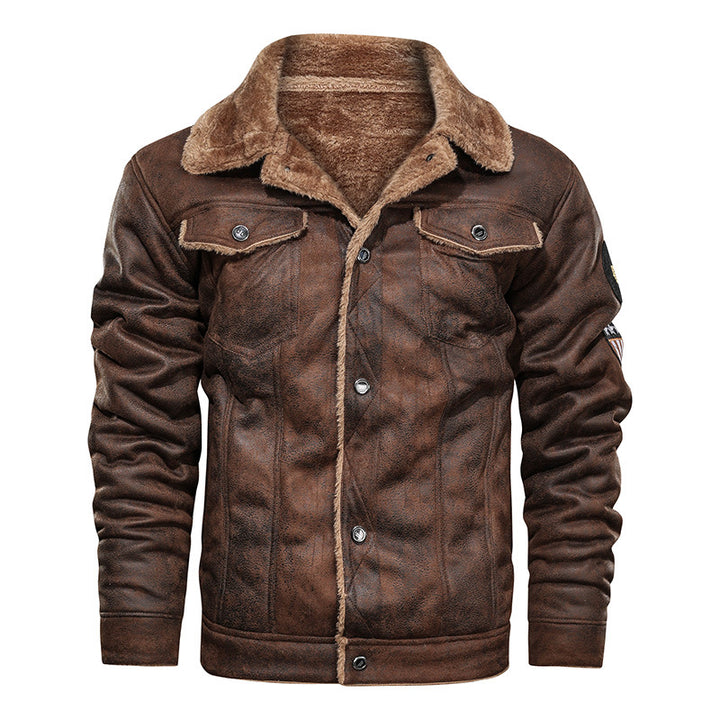 Men's Warm Leather Jacket with Luxurious Fleece Lining Lisslune