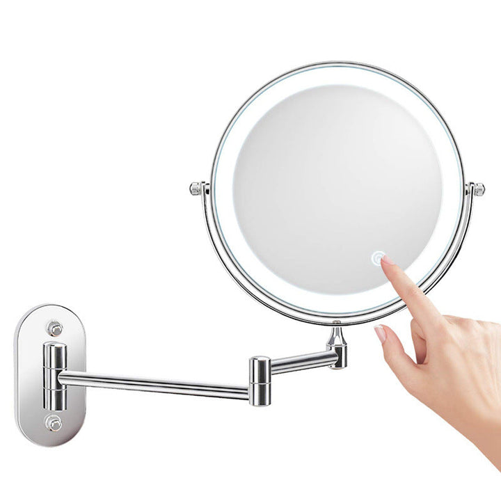 Lisslune | Rechargeable Wall Mounted Shaving Mirror | 360° Rotation. 1X/10X Magnification & Adjustable LED Lighting for Bathroom Use
