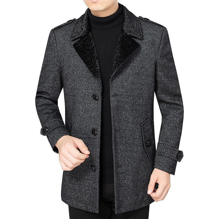 Men's Elegant Coat with Fur Collar Lisslune 1763445345