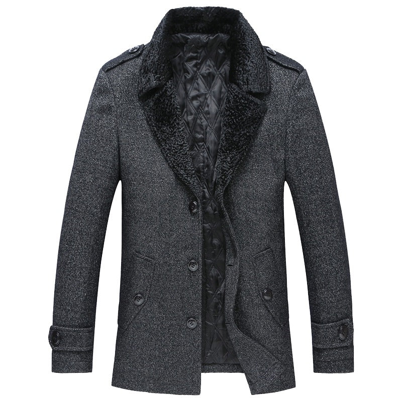 Men's Elegant Coat with Fur Collar Lisslune 1763445345