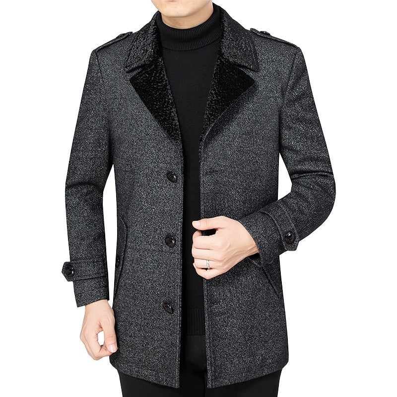 Men's Elegant Coat with Fur Collar Lisslune 1763445345