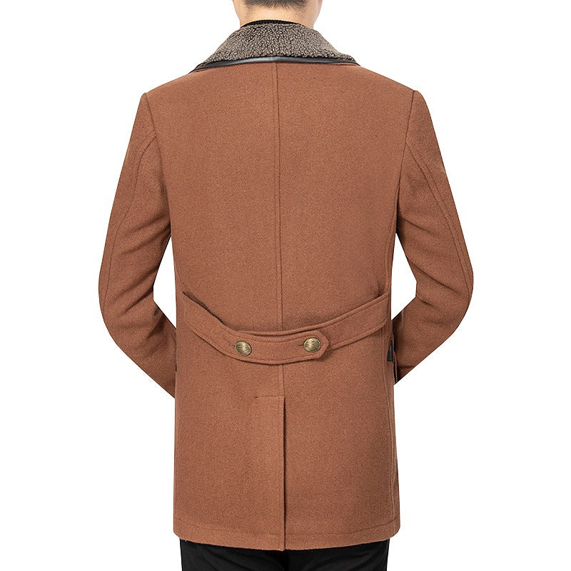Men's double-breasted jacket made of fabric with fleece collar Lisslune