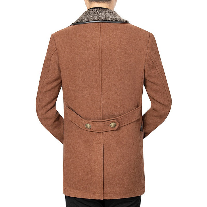 Men's double-breasted jacket made of fabric with fleece collar Lisslune