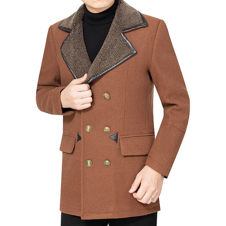 Men's double-breasted jacket made of fabric with fleece collar Lisslune