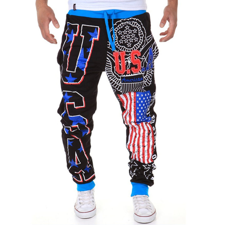 Men's Comfortable Jogging Pants with Patriotic Designs Lisslune