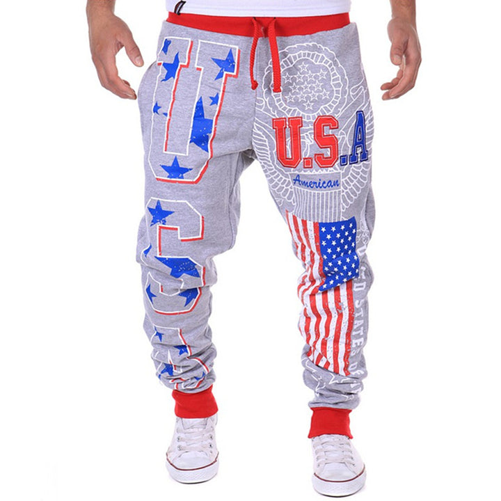 Men's Comfortable Jogging Pants with Patriotic Designs Lisslune