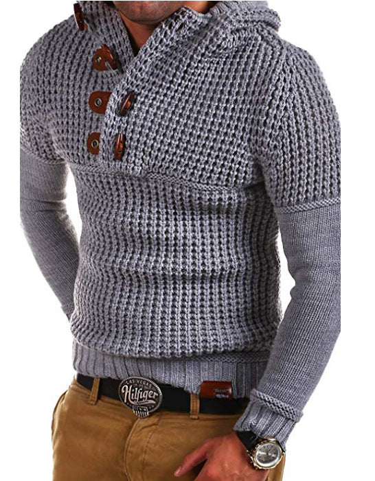 Men's hoodie sweater with wooden buttons Lisslune