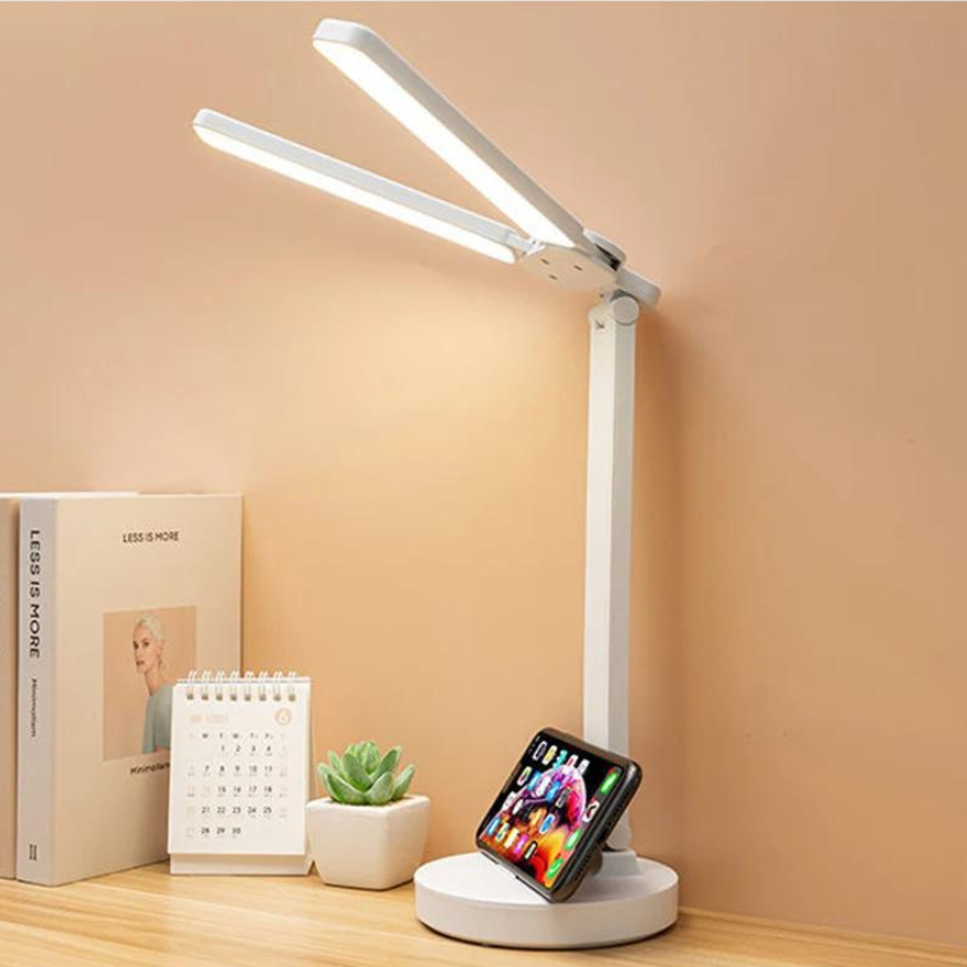 Lisslune | Adjustable Reading Lamp - Rechargeable Dimmable with Phone Table