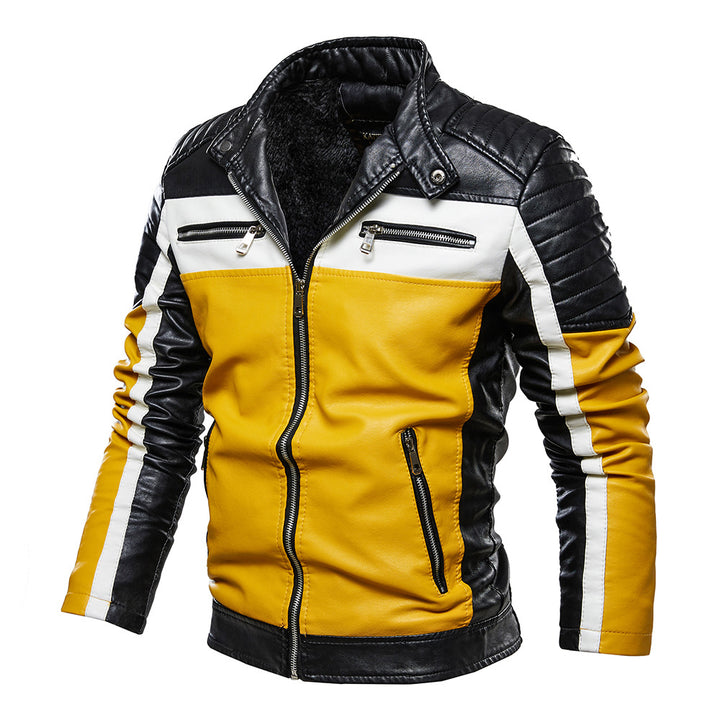 Men's Leather Jacket with Distinctive Decorative Seams and Durable Lining Lisslune