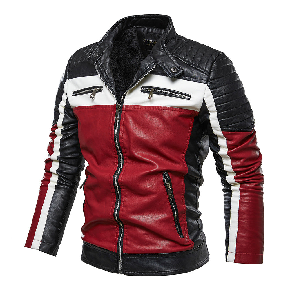 Men's Leather Jacket with Distinctive Decorative Seams and Durable Lining Lisslune