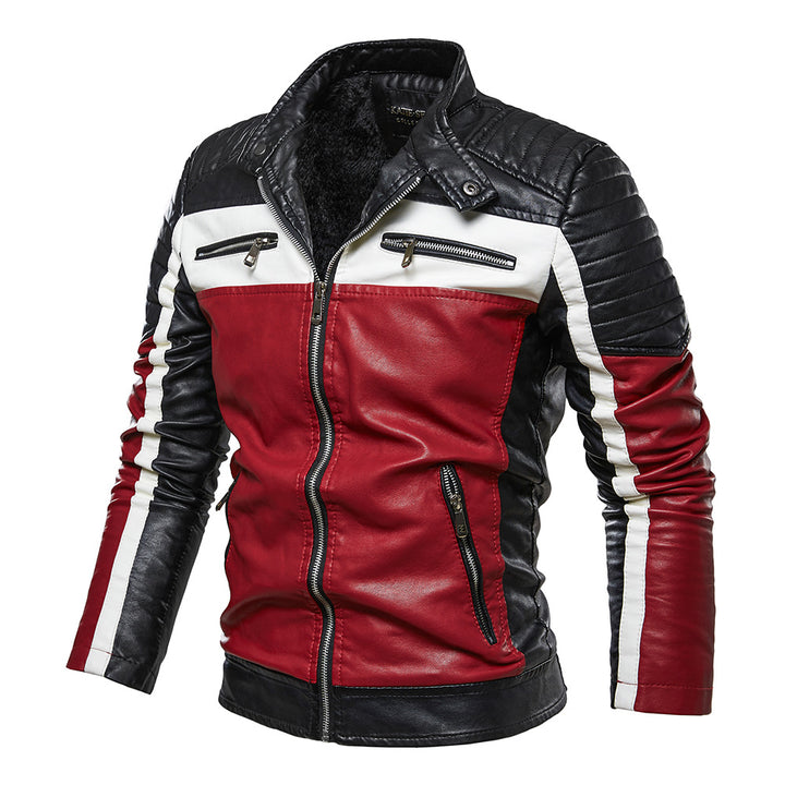 Men's Leather Jacket with Distinctive Decorative Seams and Durable Lining Lisslune
