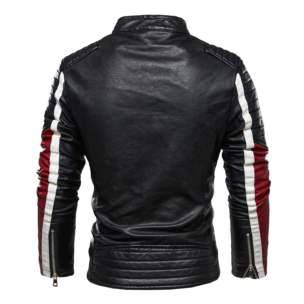 Men's Leather Jacket with Distinctive Decorative Seams and Durable Lining Lisslune