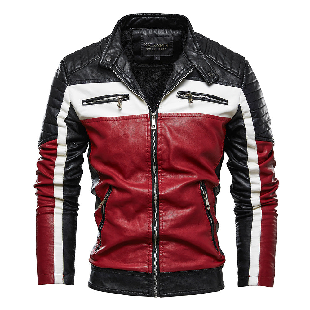 Men's Leather Jacket with Distinctive Decorative Seams and Durable Lining Lisslune