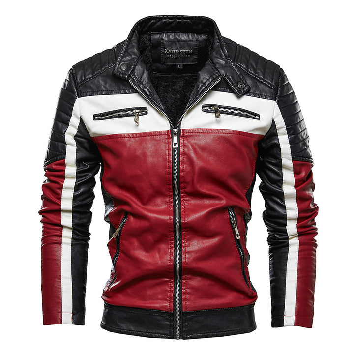 Men's Leather Jacket with Distinctive Decorative Seams and Durable Lining Lisslune