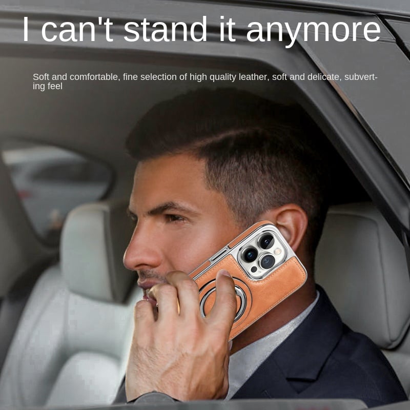 Lisslune | Luxury Leather Invisible Stand iPhone Case