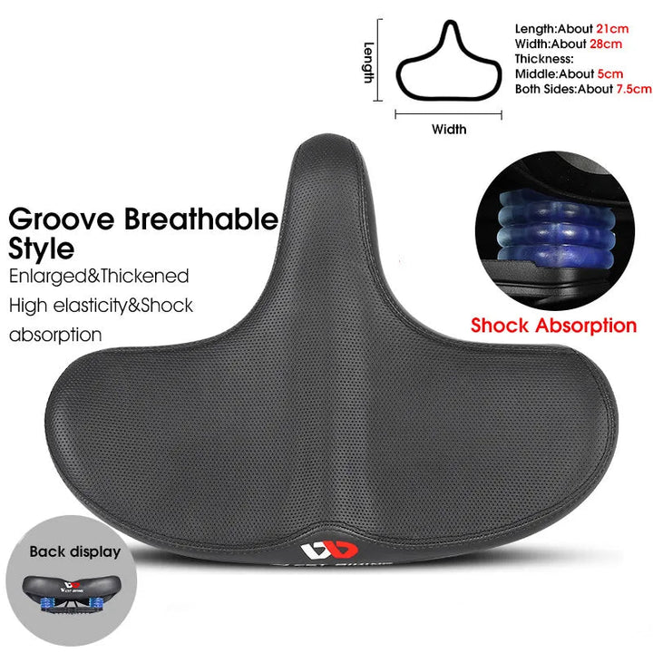 Lisslune | Wide Ergonomic Bike Saddle – Comfortable Saddle with Shock Absorption for City and Mountain Bikes