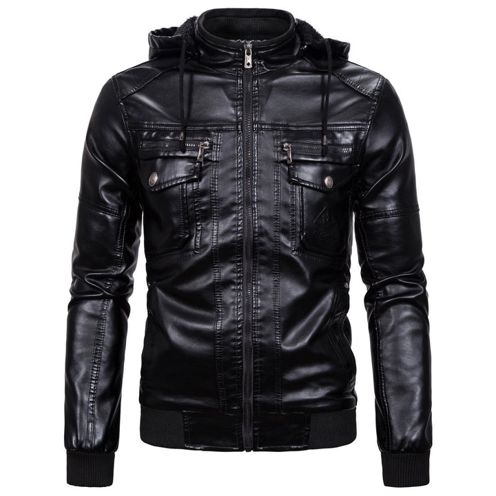Men's synthetic leather jacket with cozy lining and practical pockets Lisslune