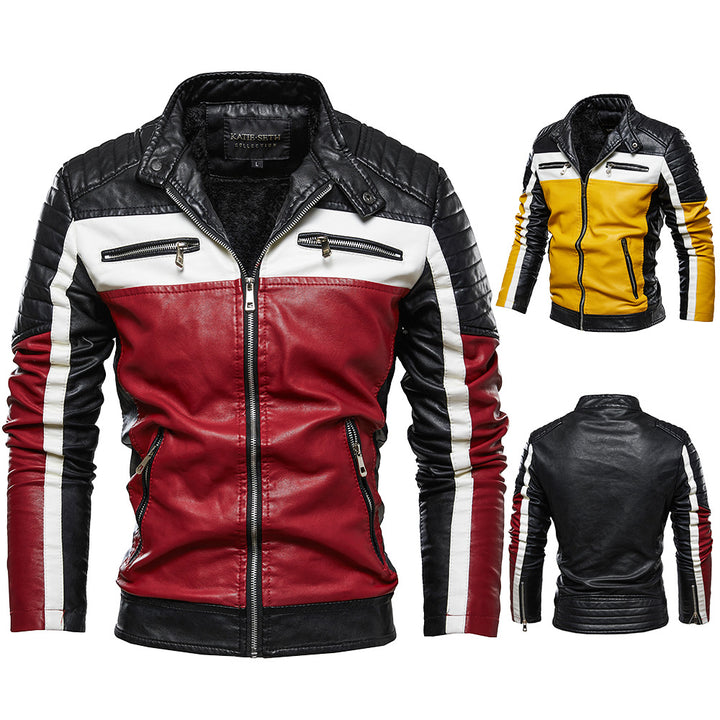 Men's Leather Jacket with Distinctive Decorative Seams and Durable Lining Lisslune