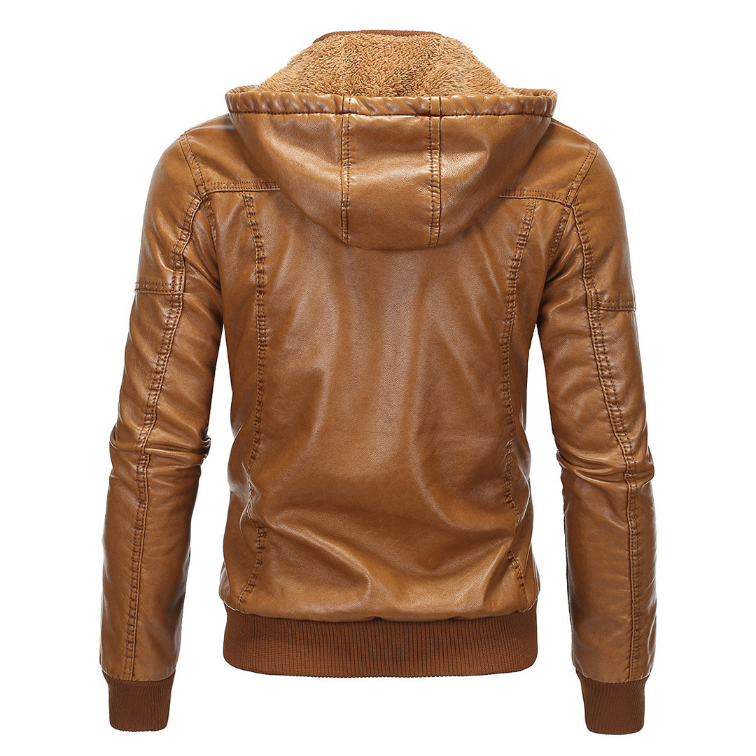 Men's synthetic leather jacket with cozy lining and practical pockets Lisslune