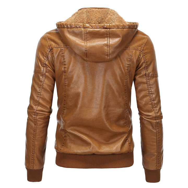 Men's synthetic leather jacket with cozy lining and practical pockets Lisslune
