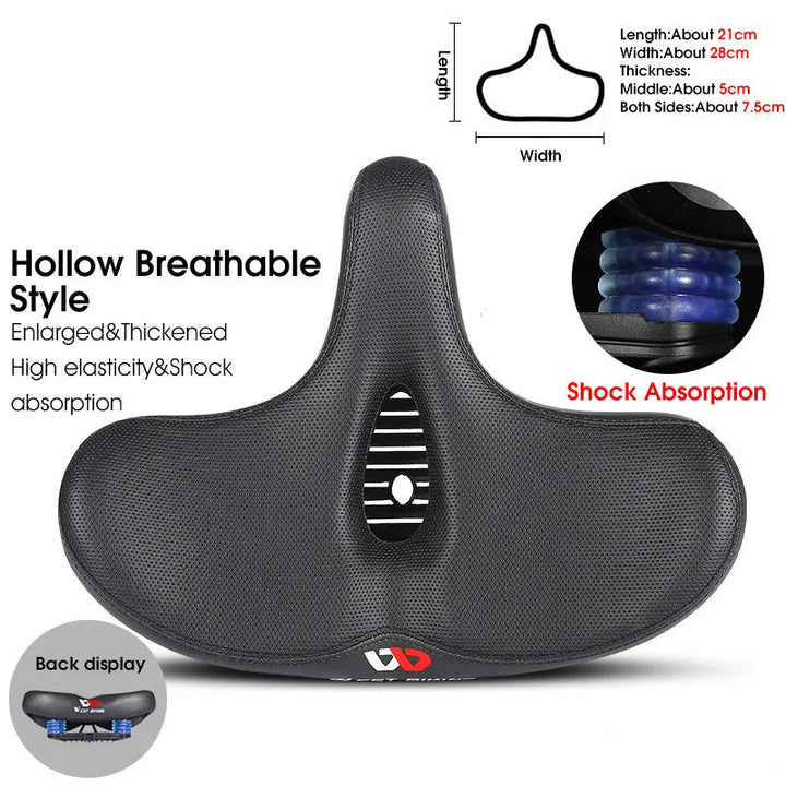 Lisslune | Wide Ergonomic Bike Saddle – Comfortable Saddle with Shock Absorption for City and Mountain Bikes