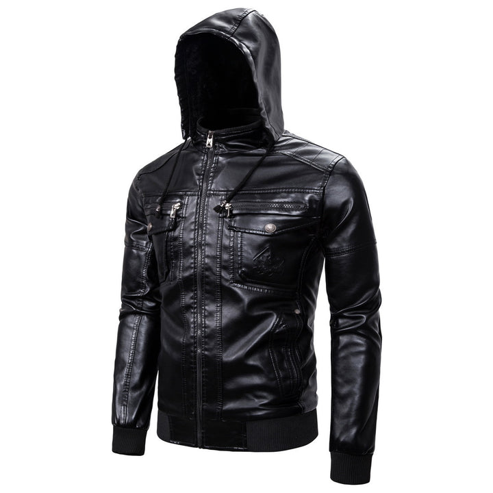 Men's synthetic leather jacket with cozy lining and practical pockets Lisslune