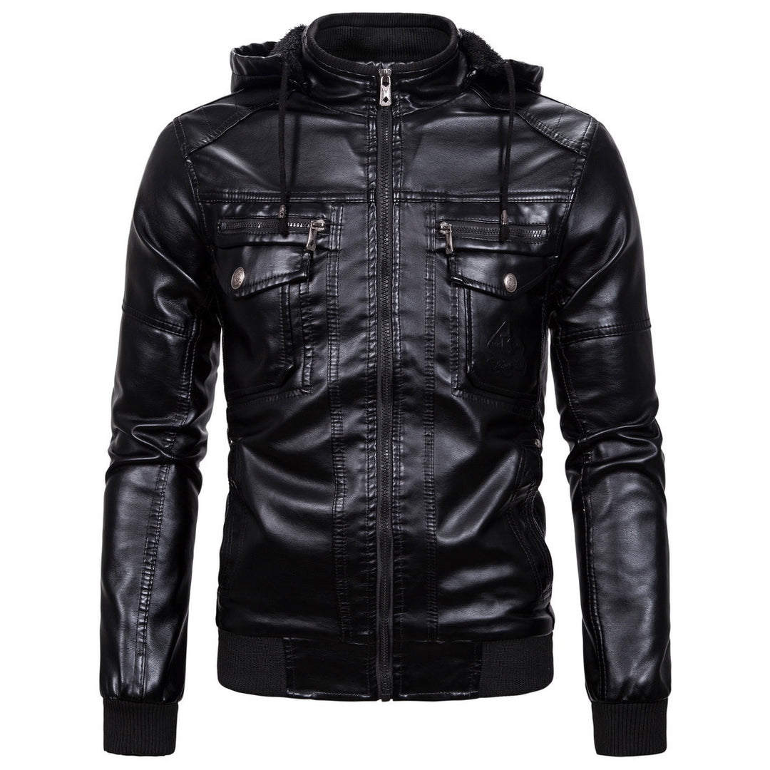 Men's synthetic leather jacket with cozy lining and practical pockets Lisslune