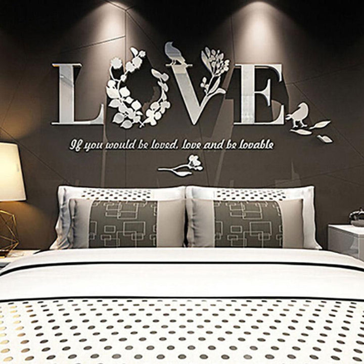 Lisslune | Enchanting 3D Lovebirds Flower Wall Stickers - Easy to Apply & Remove