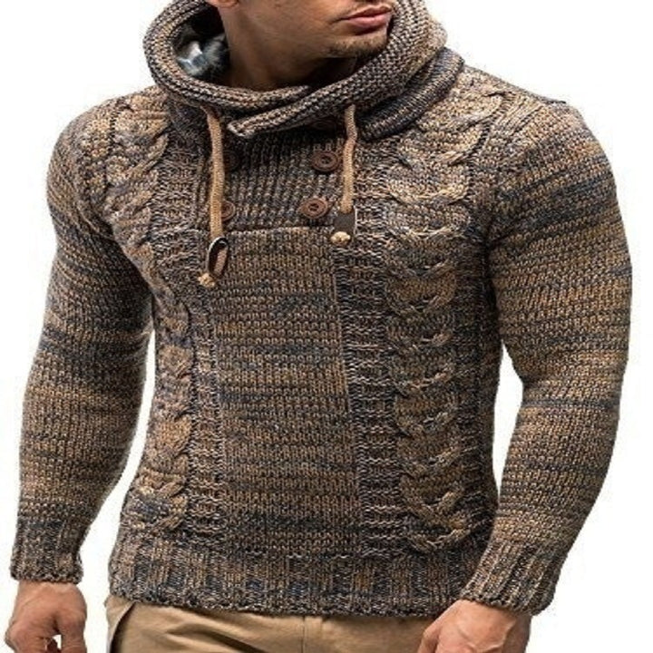 Men's hoodie with textured cable knit pattern and practical buttons Lisslune