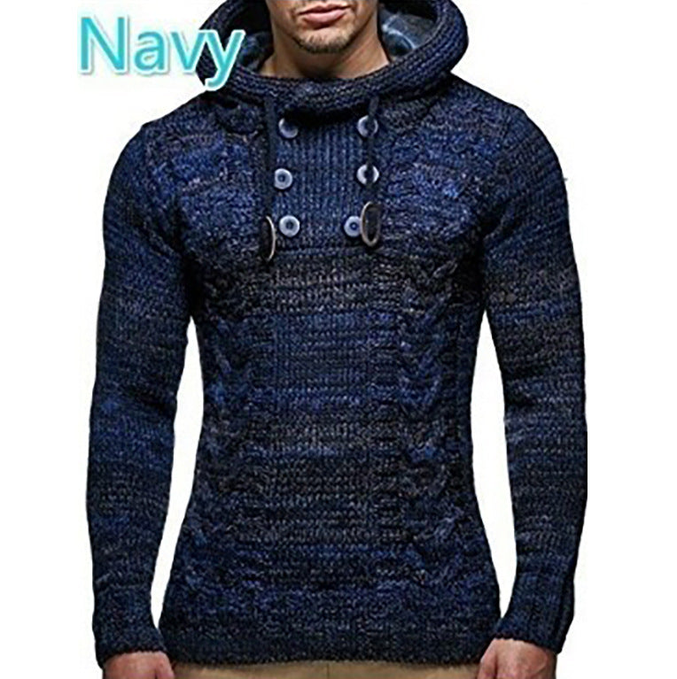 Men's hoodie with textured cable knit pattern and practical buttons Lisslune