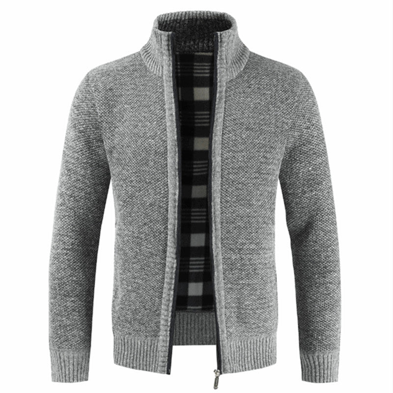 Men's cardigan with high collar and plush inner lining Lisslune