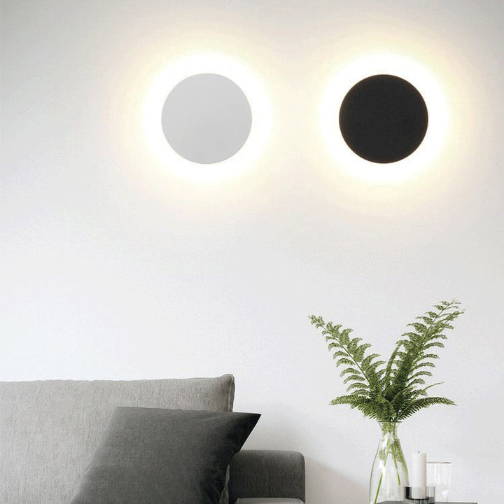 Lisslune | Round Wall Light Simple Metal 6"/8" Width LED Black/White Wall Light Lamp in Warm/White Light