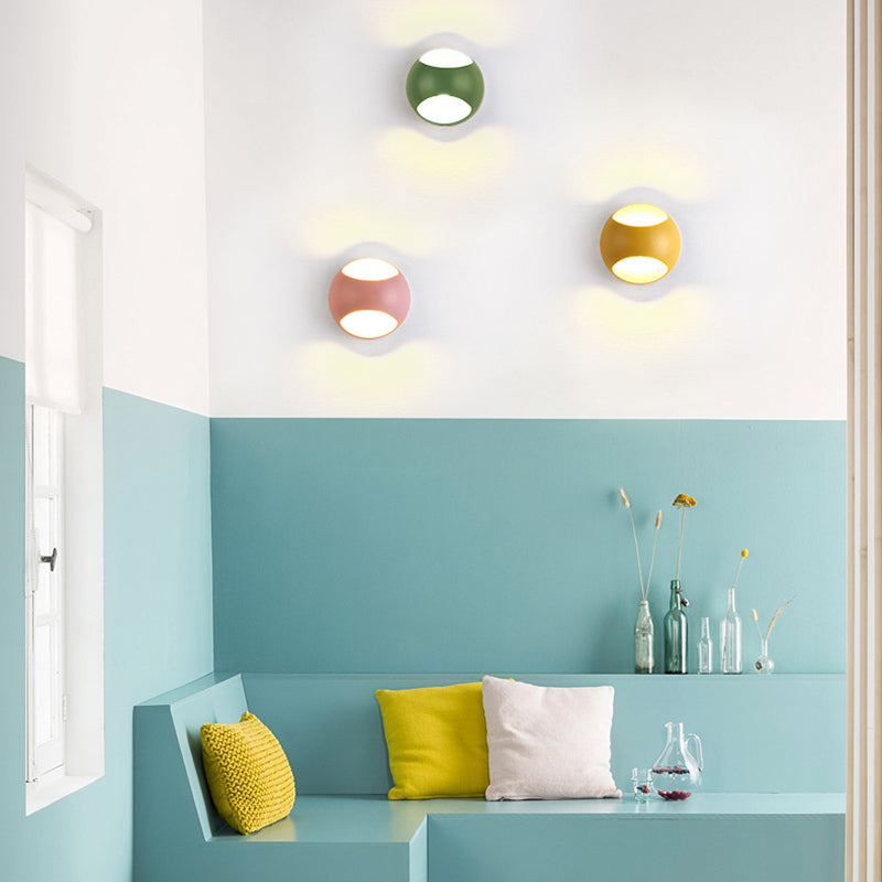 Lisslune | Round Wall Mounted Lamp Nordic Metal LED Wall Light in Yellow/Gray/Green