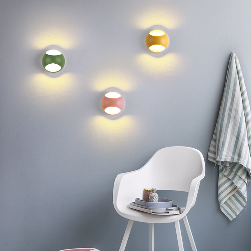 Lisslune | Round Wall Mounted Lamp Nordic Metal LED Wall Light in Yellow/Gray/Green