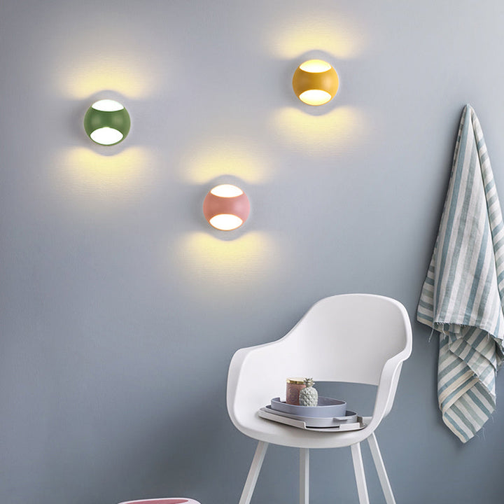 Lisslune | Round Wall Mounted Lamp Nordic Metal LED Wall Light in Yellow/Gray/Green