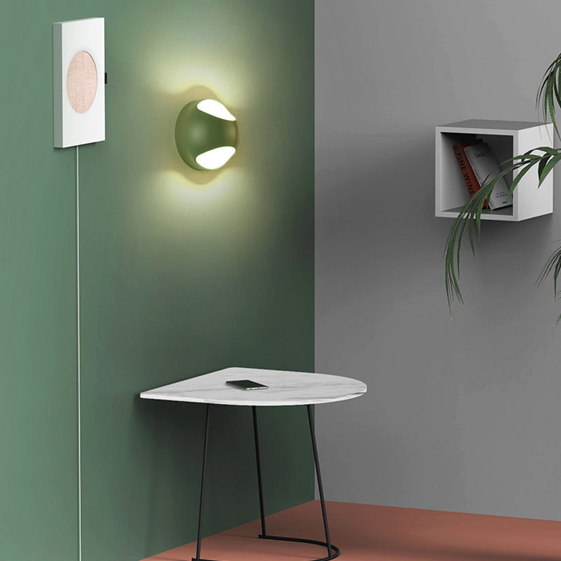Lisslune | Round Wall Mounted Lamp Nordic Metal LED Wall Light in Yellow/Gray/Green
