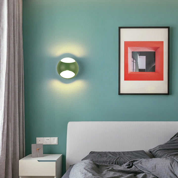 Lisslune | Round Wall Mounted Lamp Nordic Metal LED Wall Light in Yellow/Gray/Green