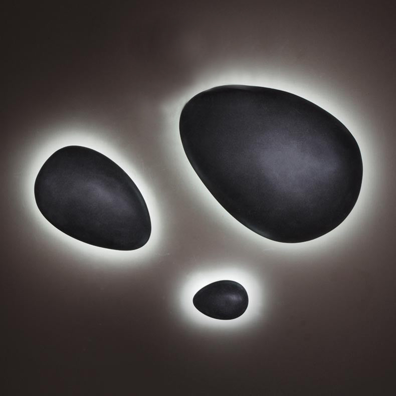 Lisslune | Pebble shape indoor wall lamp Light resin 4"/9" length LED modern style wall lamp in black