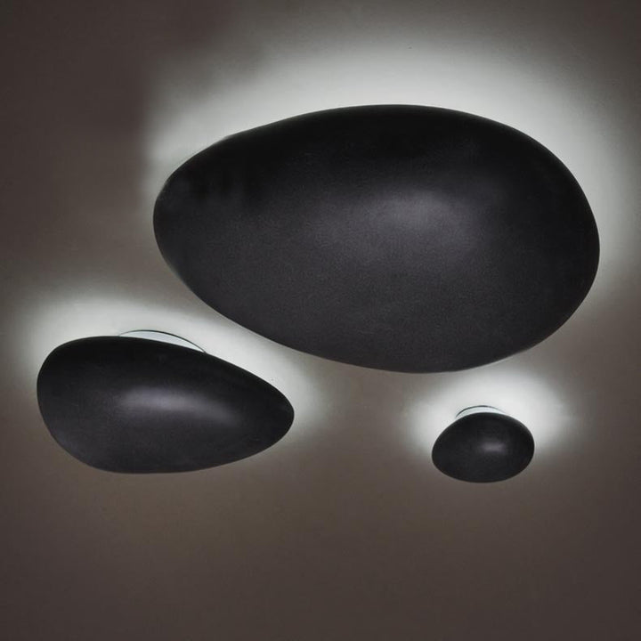 Lisslune | Pebble shape indoor wall lamp Light resin 4"/9" length LED modern style wall lamp in black