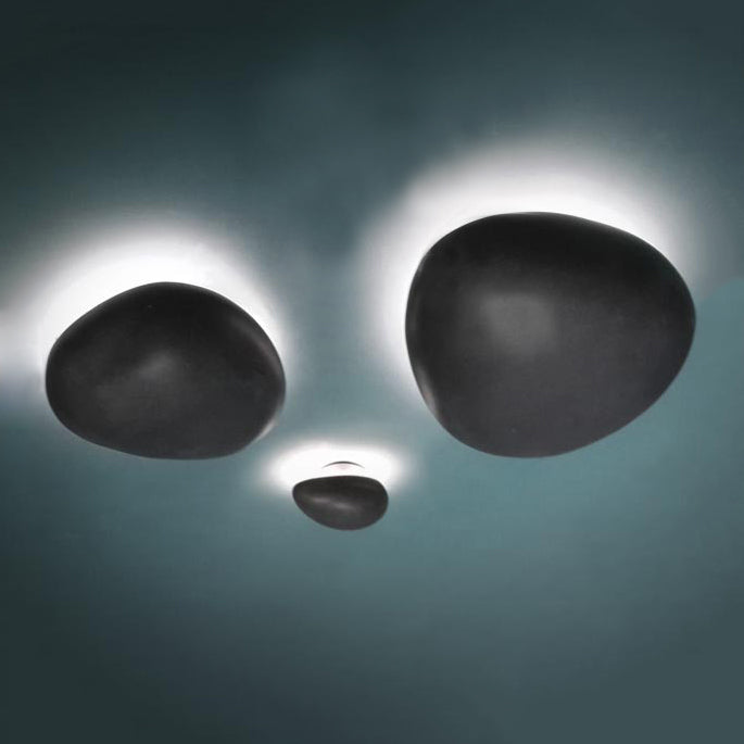 Lisslune | Pebble shape indoor wall lamp Light resin 4"/9" length LED modern style wall lamp in black