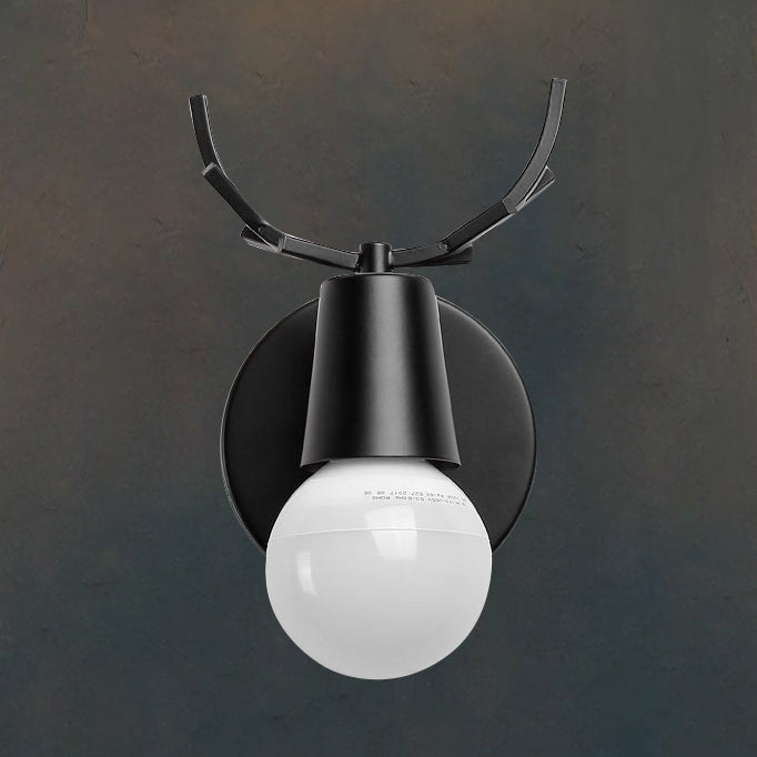 Lisslune | Black/White Antler Design Wall Light Nordic Stylish 1 Bulb Metal Wall Mounted Lamp for the Bedroom