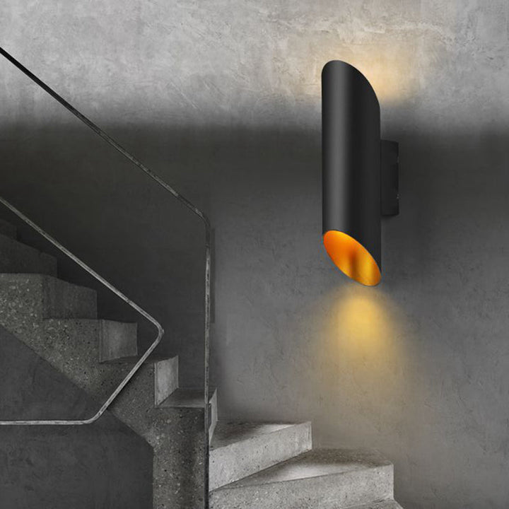 Lisslune | 2 Light Stair Wall Lamp with Tube Metal Shade Black Wall Mounted Lamp