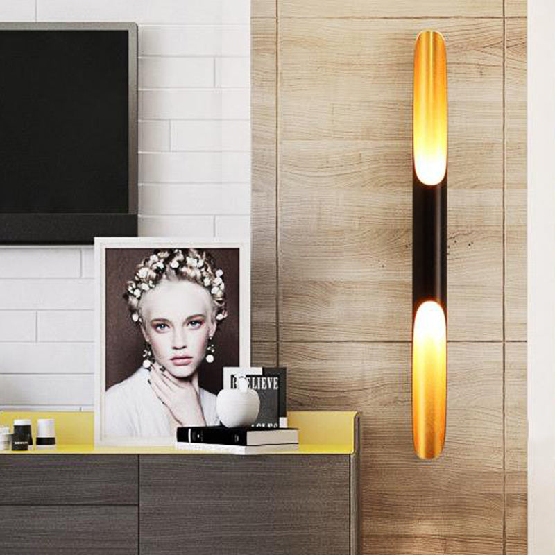 Lisslune | 23.5"/27.5" Width Pipe Wall Light Modern Metallic 1/2-Light Black Wall Lighting for Living Room