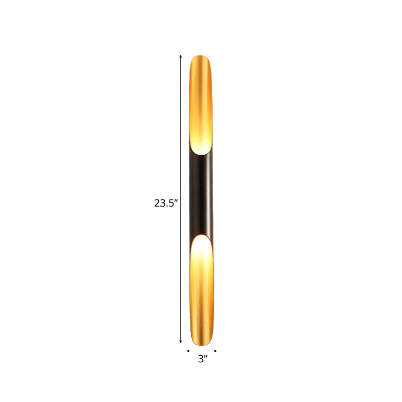 Lisslune | 23.5"/27.5" Width Pipe Wall Light Modern Metallic 1/2-Light Black Wall Lighting for Living Room