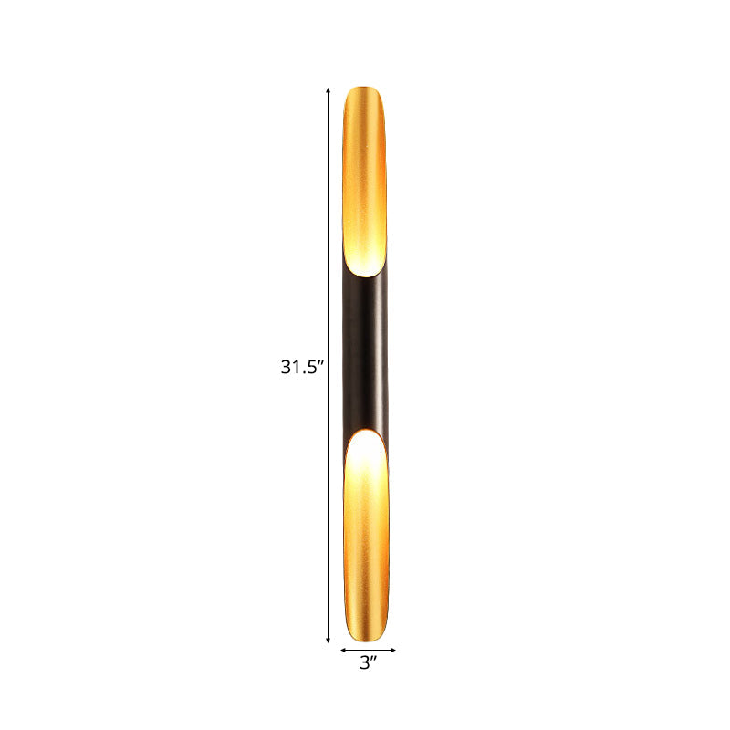 Lisslune | 23.5"/27.5" Width Pipe Wall Light Modern Metallic 1/2-Light Black Wall Lighting for Living Room