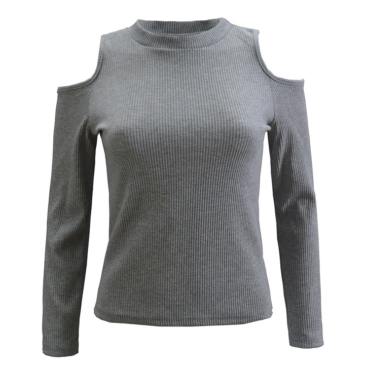 Women's off-the-shoulder sweater with long sleeves in fine ribbed knit Lisslune