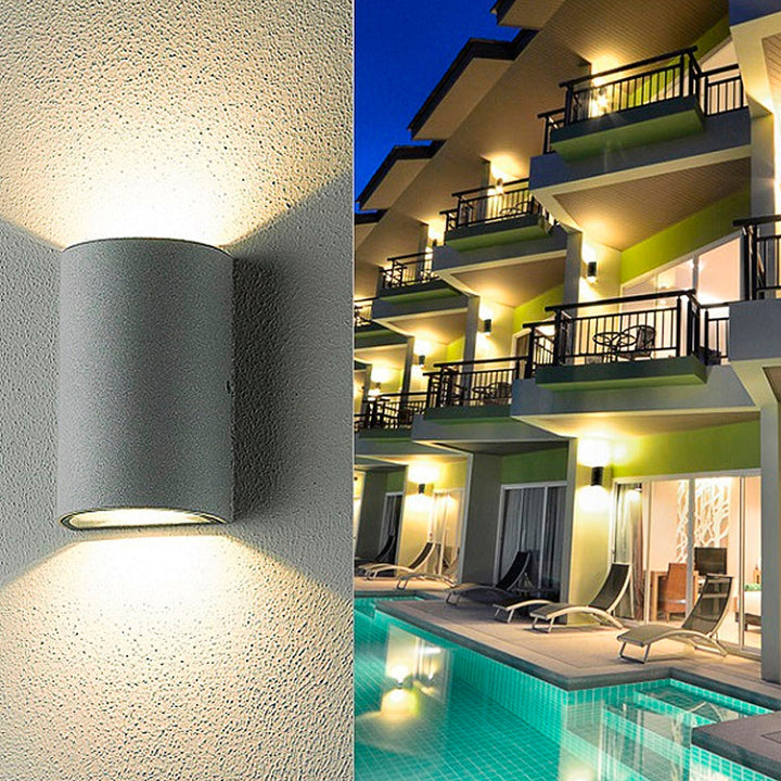 Skørter | LED Outdoor Wall Wash Lamp with Half-Cylinder Aluminum Shade Black/Grey Wall Lamp in Warm/White Light