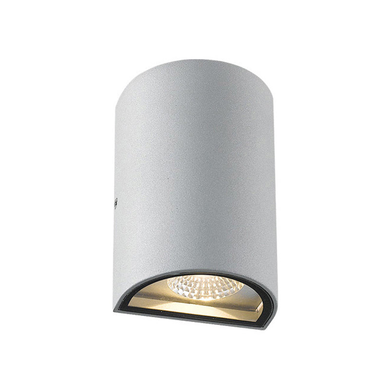 Skørter | LED Outdoor Wall Wash Lamp with Half-Cylinder Aluminum Shade Black/Grey Wall Lamp in Warm/White Light